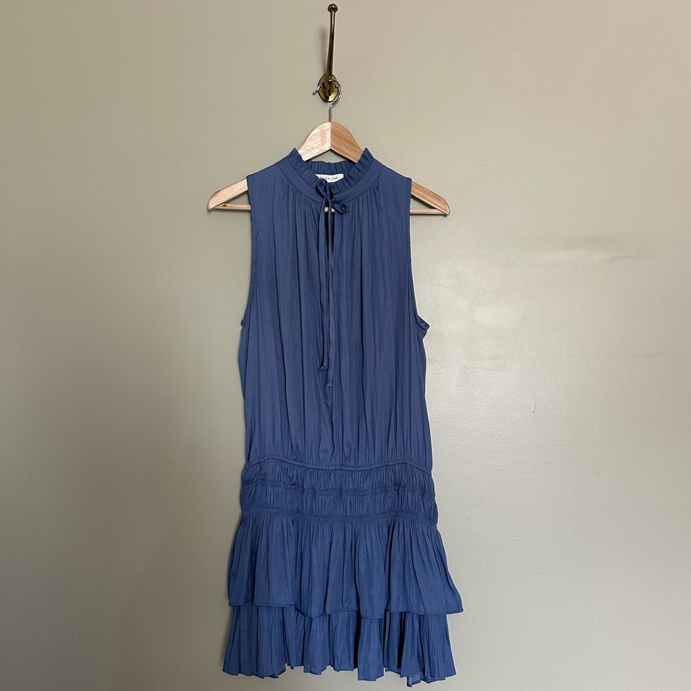 Mustard Seed Ruffled Blue Top